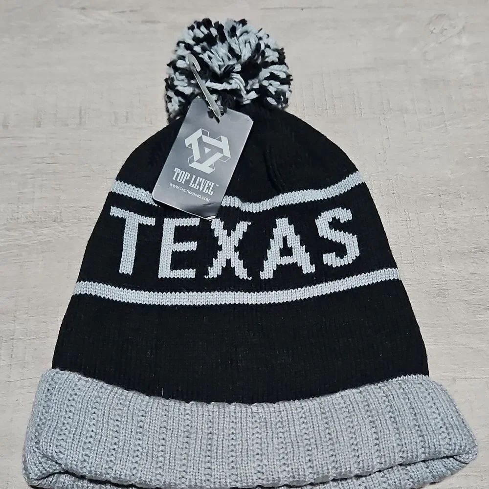 Mens 🎁 Black and Gray Texas Beanie